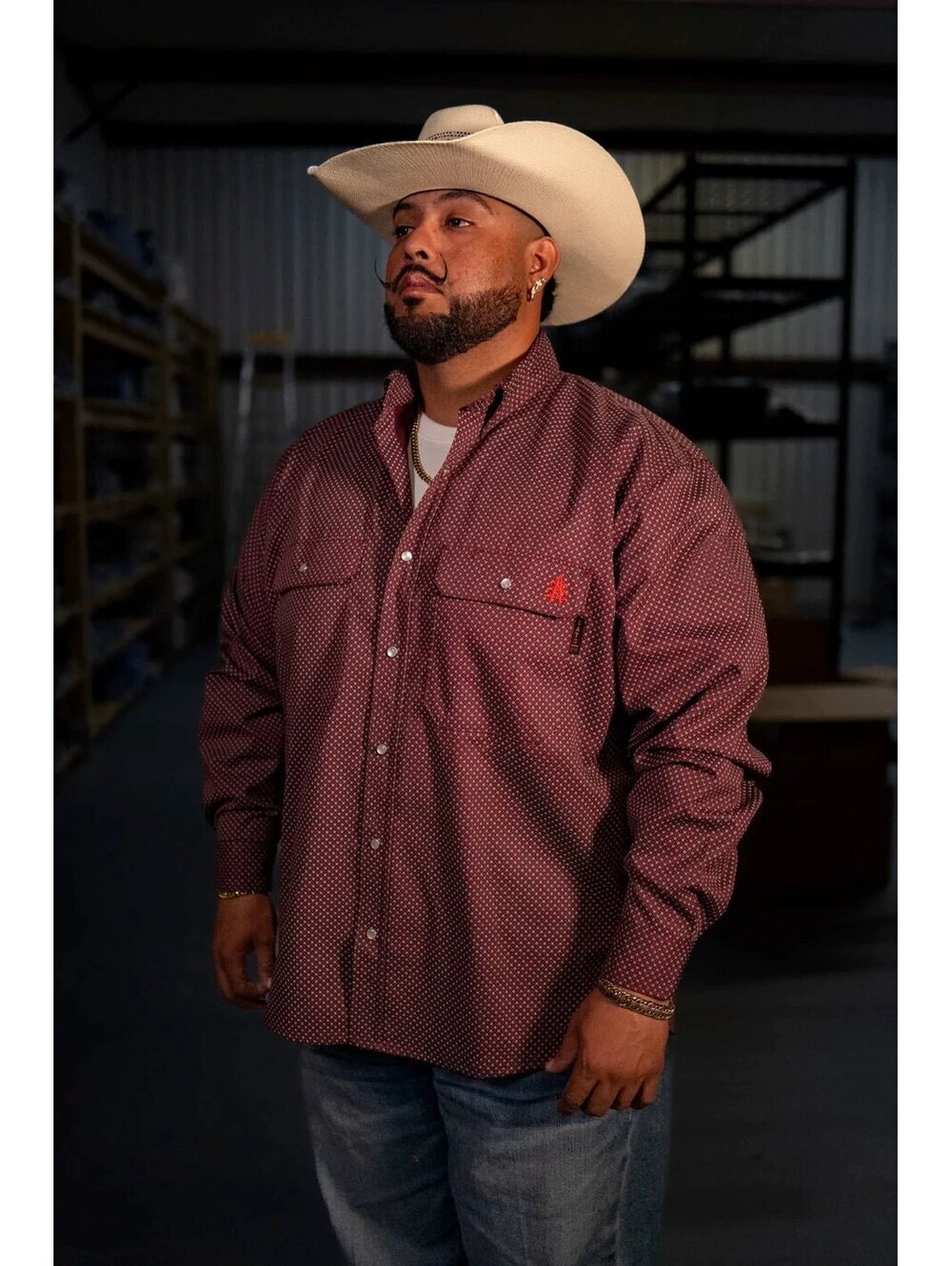 Static FR Pearl Snap Work shirt - Alpha Red & Maroon With U.S Flag Bundle 3XL
